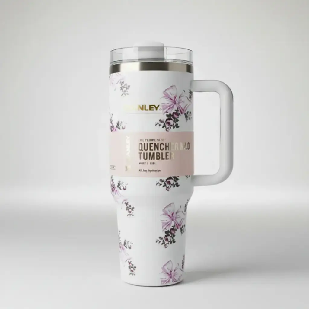 STANLEY WHITE FLORAL THEME TUMBLER