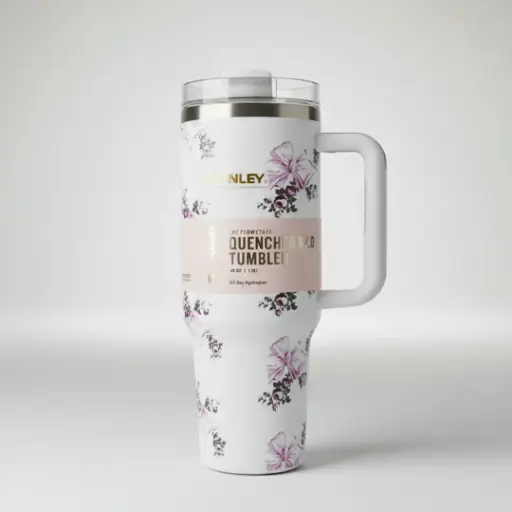 STANLEY WHITE FLORAL THEME TUMBLER